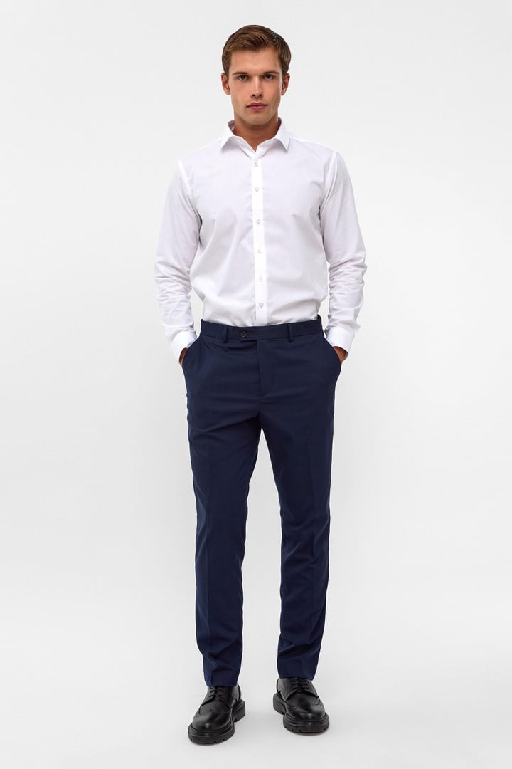 Lacivert Slim Fit Düz Pantolon