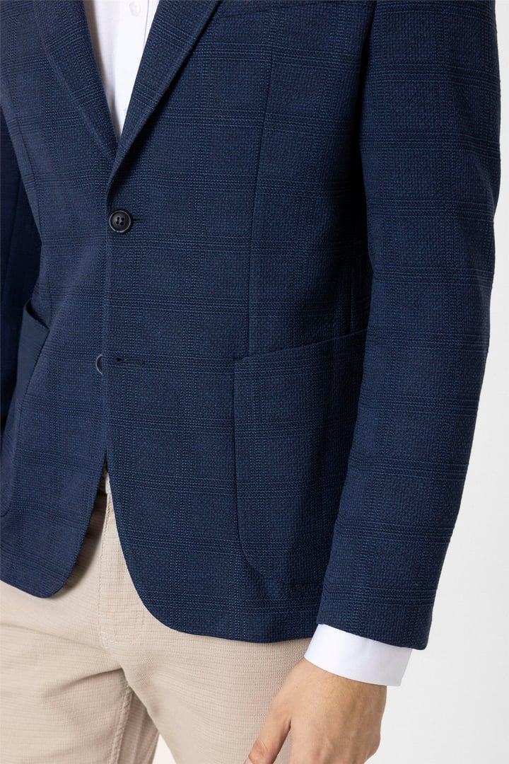 Lacivert Slim Fit Mono Yaka 6 Drop Ceket