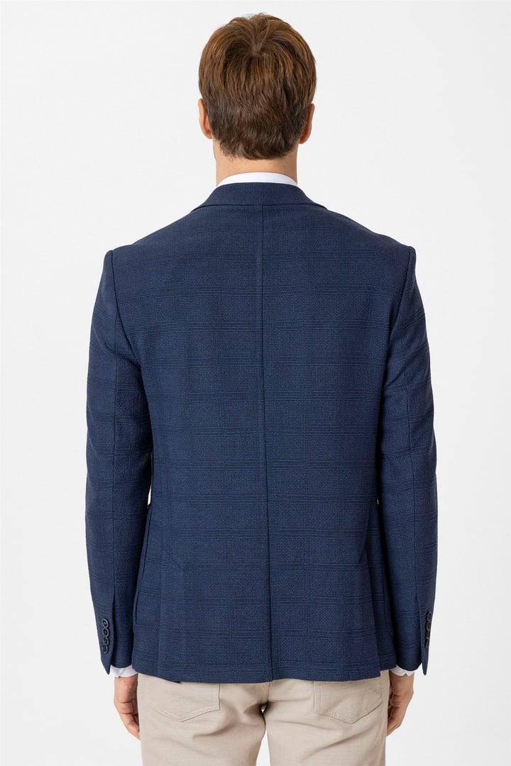Lacivert Slim Fit Mono Yaka 6 Drop Ceket