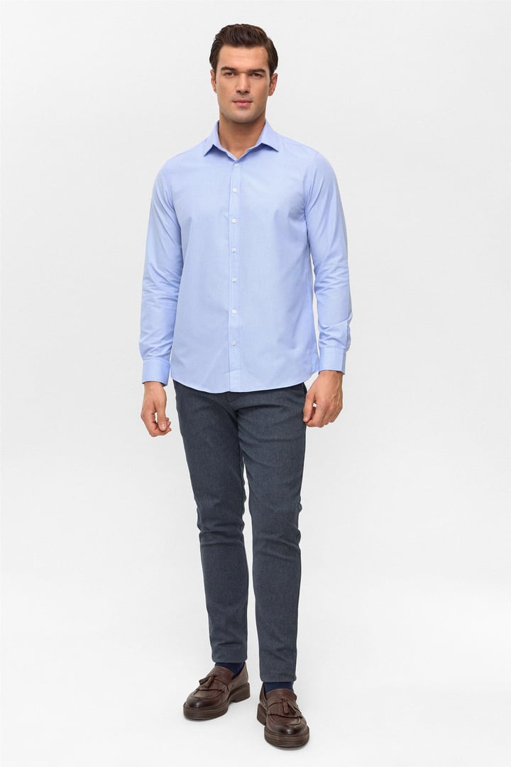 Mavi Regular Desenli Klasik Yaka Gömlek