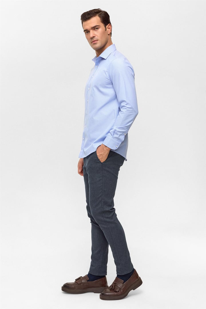 Mavi Regular Desenli Klasik Yaka Gömlek