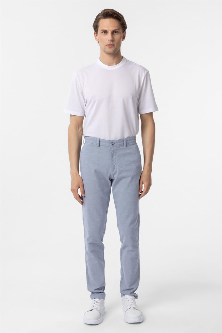 Mavi Slim Fit Armürlü Kanvas Pantolon