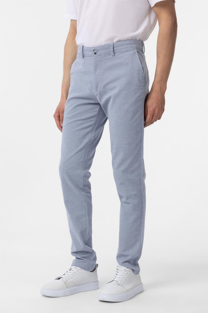 Mavi Slim Fit Armürlü Kanvas Pantolon