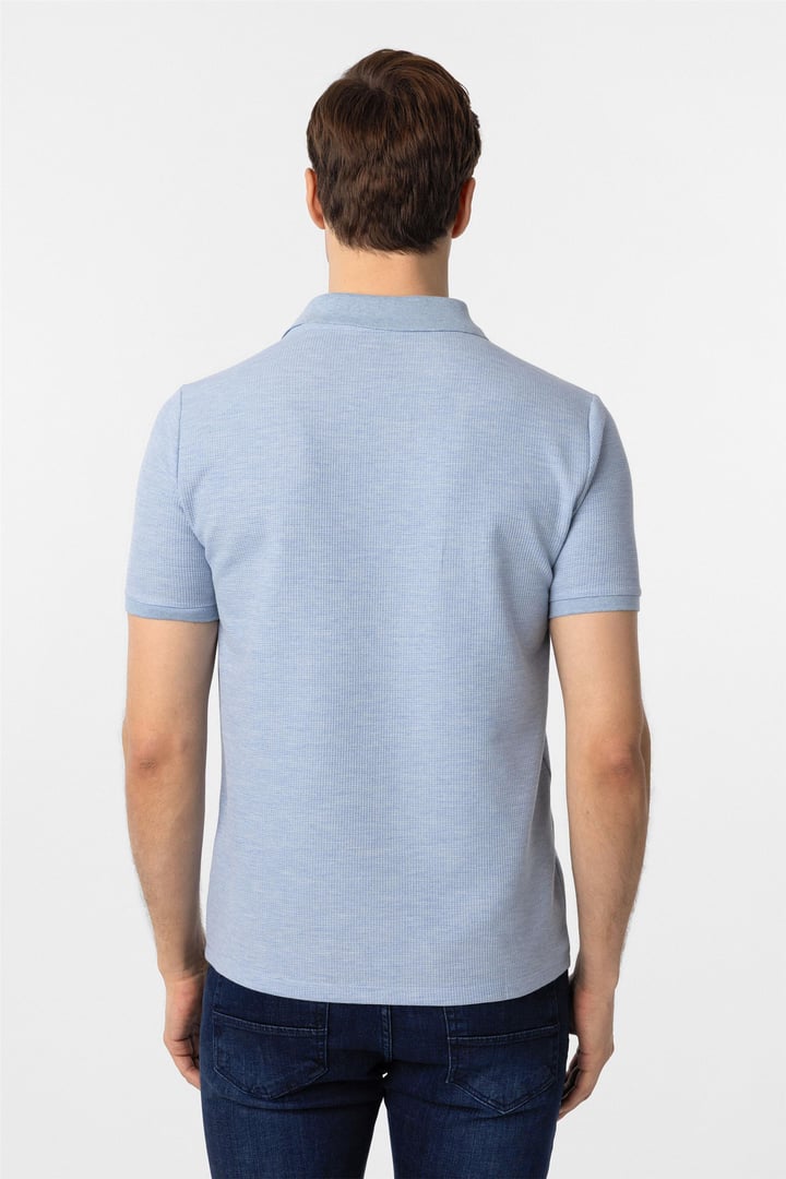 Mavi Slim Fit Armürlü Polo Yaka Tişört
