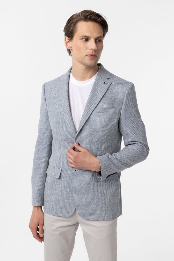 Mavi Slim Fit Düz Mono Yaka 6 Drop Ceket