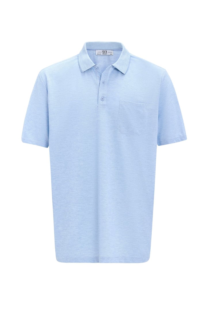 Saks Mavi Regular Armürlü Polo Yaka Tişört