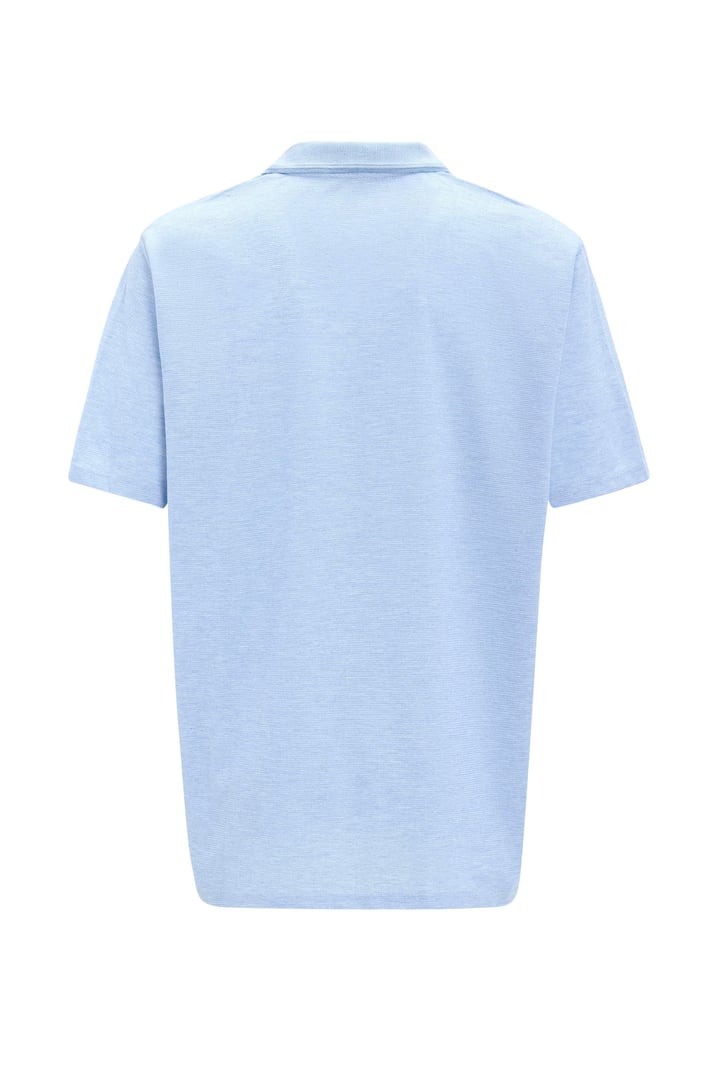 Saks Mavi Regular Armürlü Polo Yaka Tişört