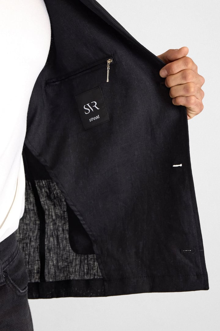 Siyah Regular Bebe Yaka Düz Poplin Torba Cep 4 Drop Spor Ceket