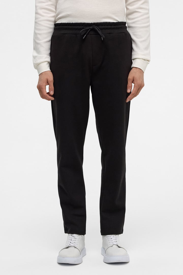 Siyah Regular Düz Jogger Pantolon