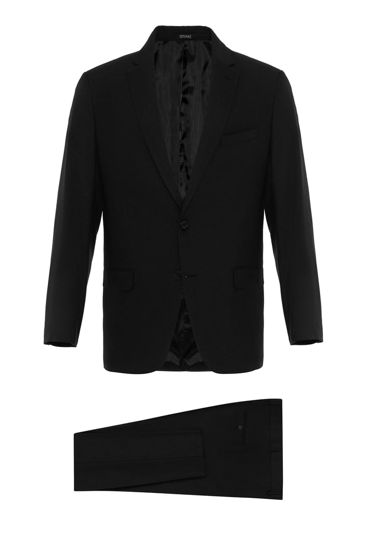 Siyah Regular Düz Mono Yaka 6 Drop Klasik Takım Elbise