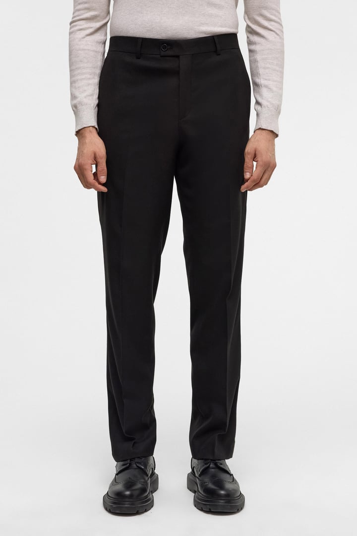 Siyah Regular Düz Pantolon