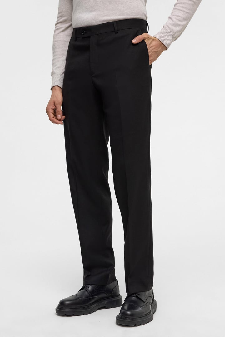 Siyah Regular Düz Pantolon