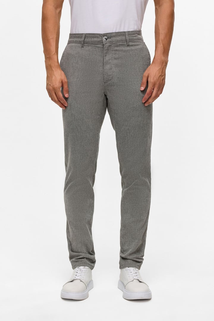 Siyah Slim Armürlü Kanvas Pantolon
