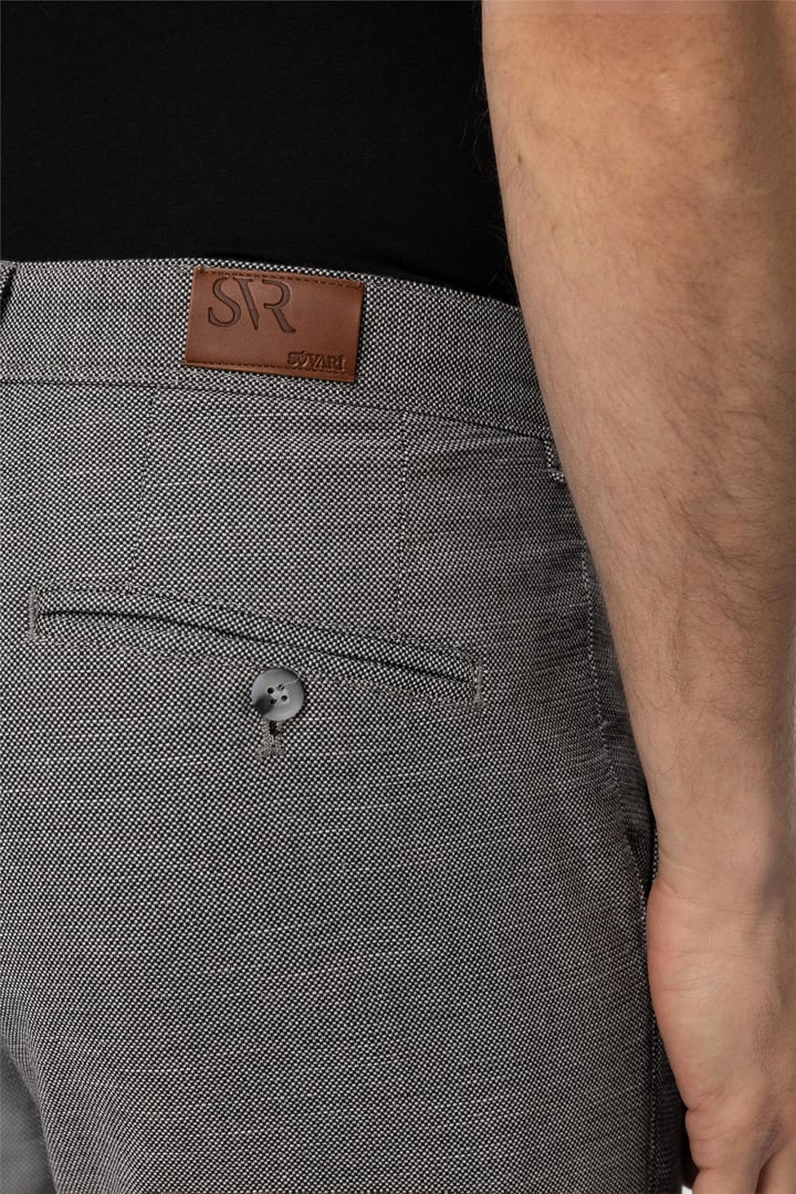 Koyu Gri Slim Fit Armürlü Kanvas Pantolon