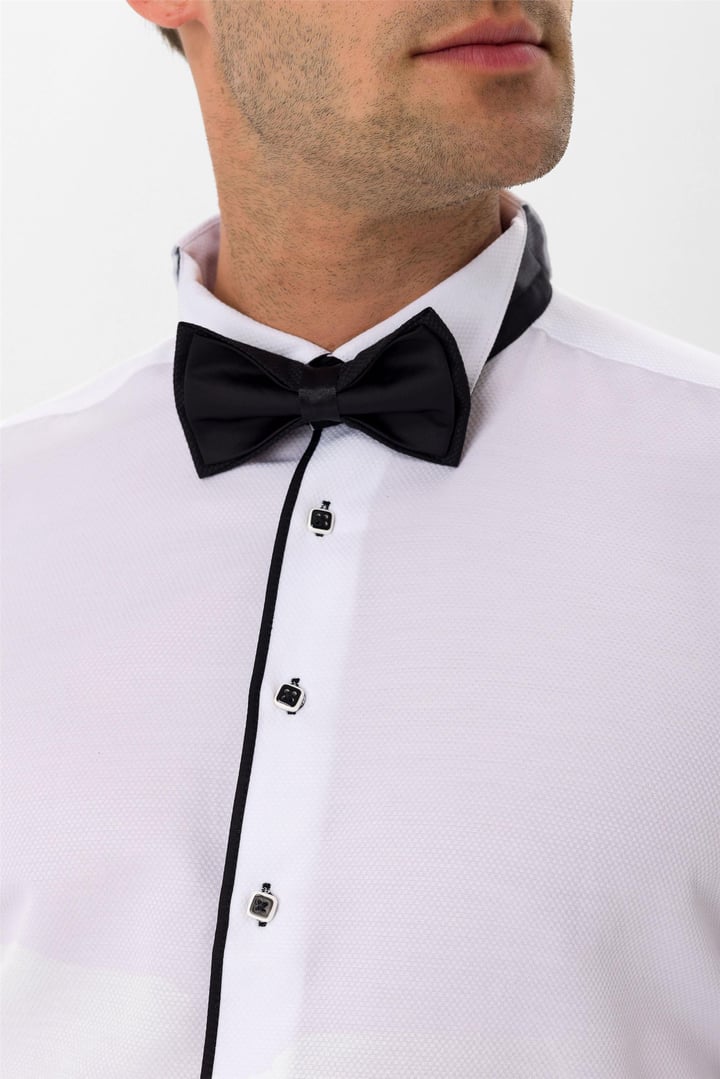 Siyah Slim Fit Düz Ata Yaka Gömlek