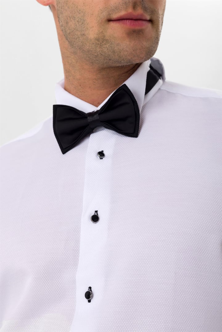 Siyah Slim Fit Düz Ata Yaka Gömlek