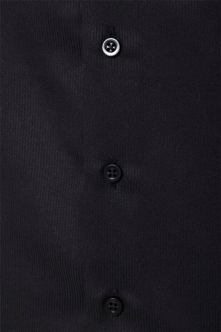 Siyah Slim Fit Düz Klasik Yaka Gömlek