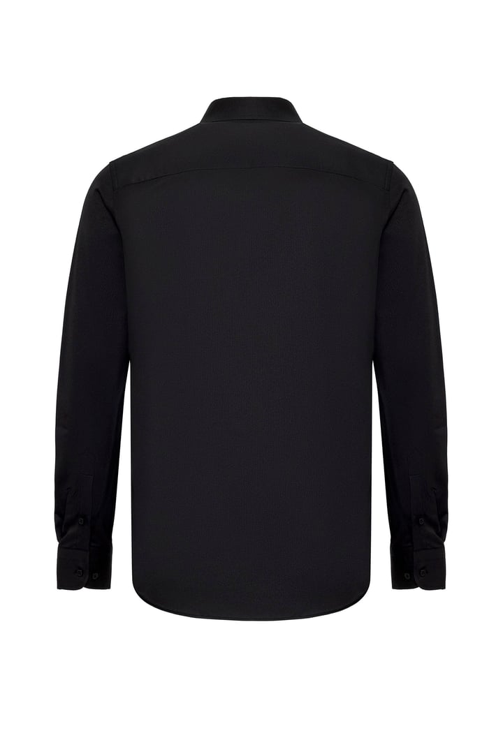 Siyah Slim Fit Düz Klasik Yaka Gömlek