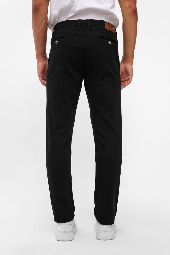Siyah Slim Fit Armürlü Chino Pantolon