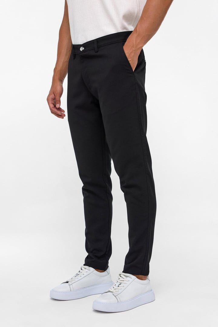 Siyah Slim Fit Desenli Kumaş Pantolon