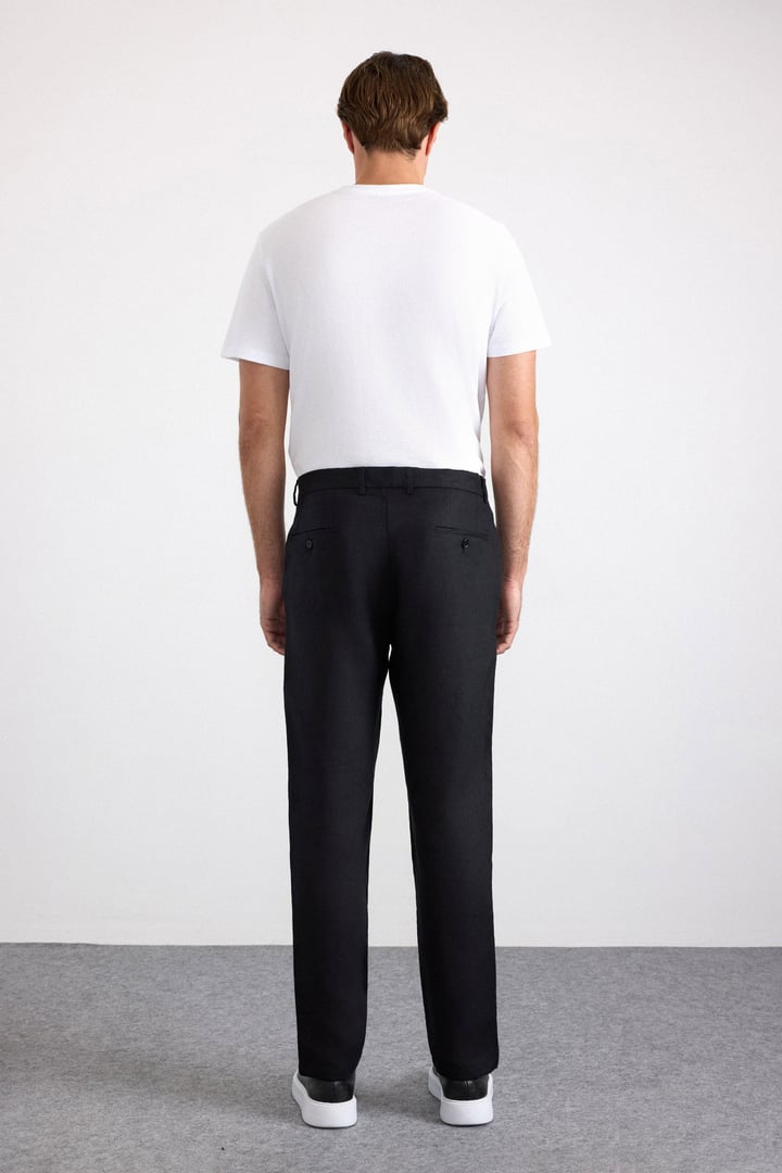 Siyah Smart Fit Düz Lastikli Standart Jogger Pantolon