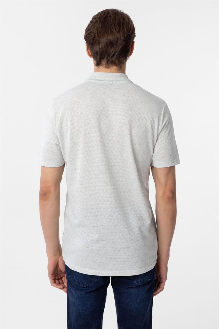 Su Yeşili Regular Armürlü Polo Yaka Tişört