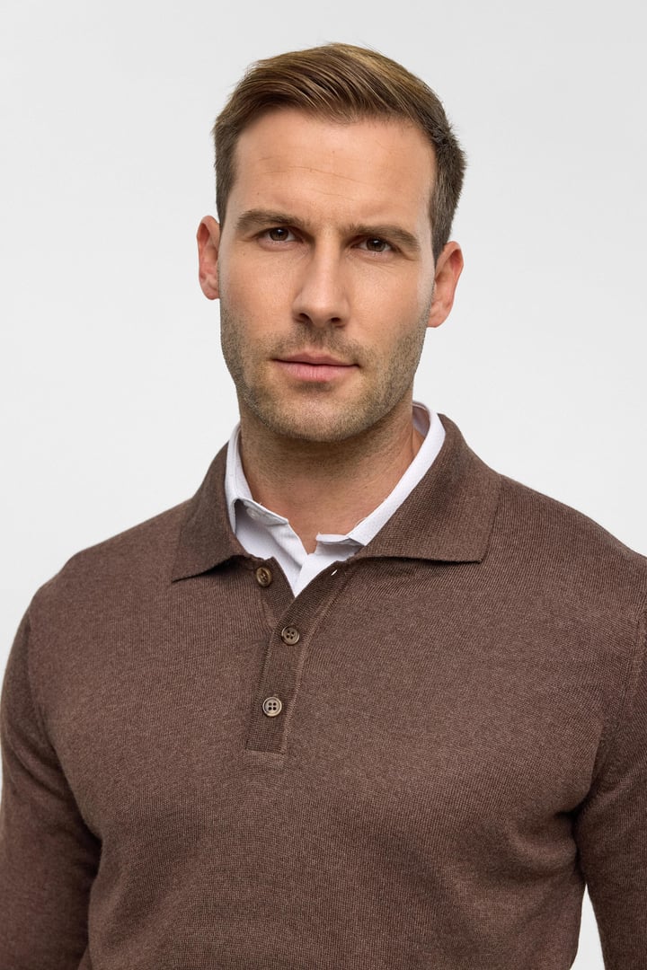 Sütlü Kahve Regular Düz Polo Yaka Triko