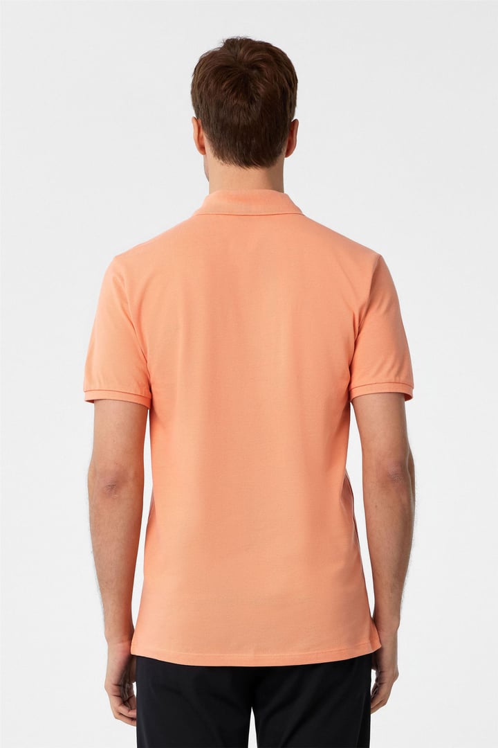 Sütlü Kahve Slim Fit Armürlü Polo Yaka Tişört