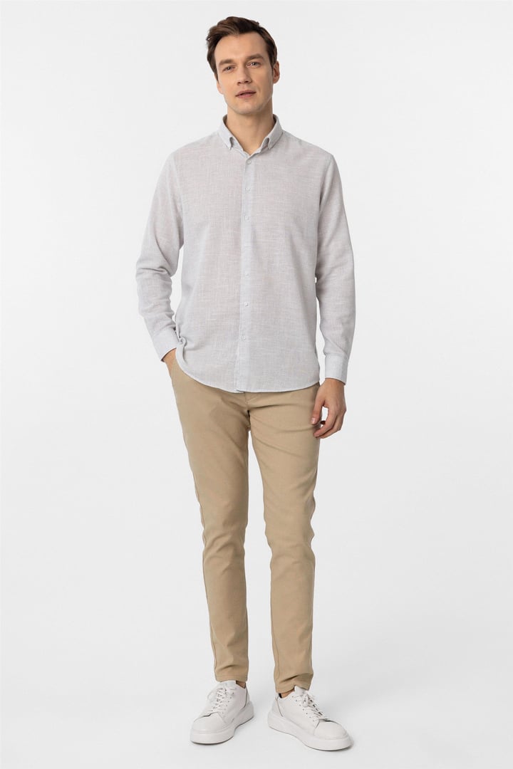 Taş Regular Fit Desenli Düğmeli Yaka Gömlek