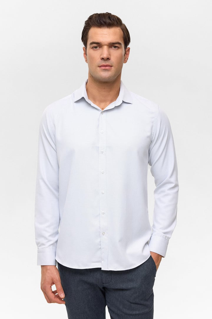 Taş Slim Armürlü Klasik Yaka Gömlek