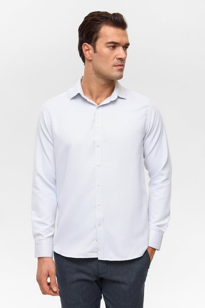 Taş Slim Armürlü Klasik Yaka Gömlek