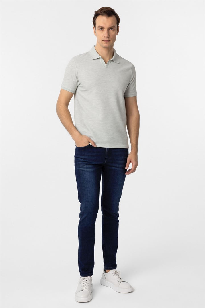 Yeşil Slim Fit Armürlü Polo Yaka Tişört