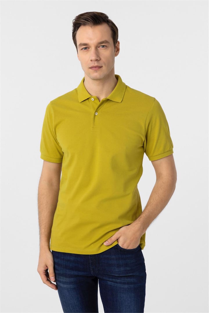 Açık Kahve Regular Armürlü Polo Yaka Tişört