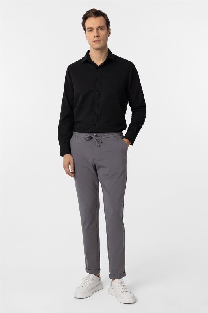 Antrasit Slim Düz Jogger Pantolon