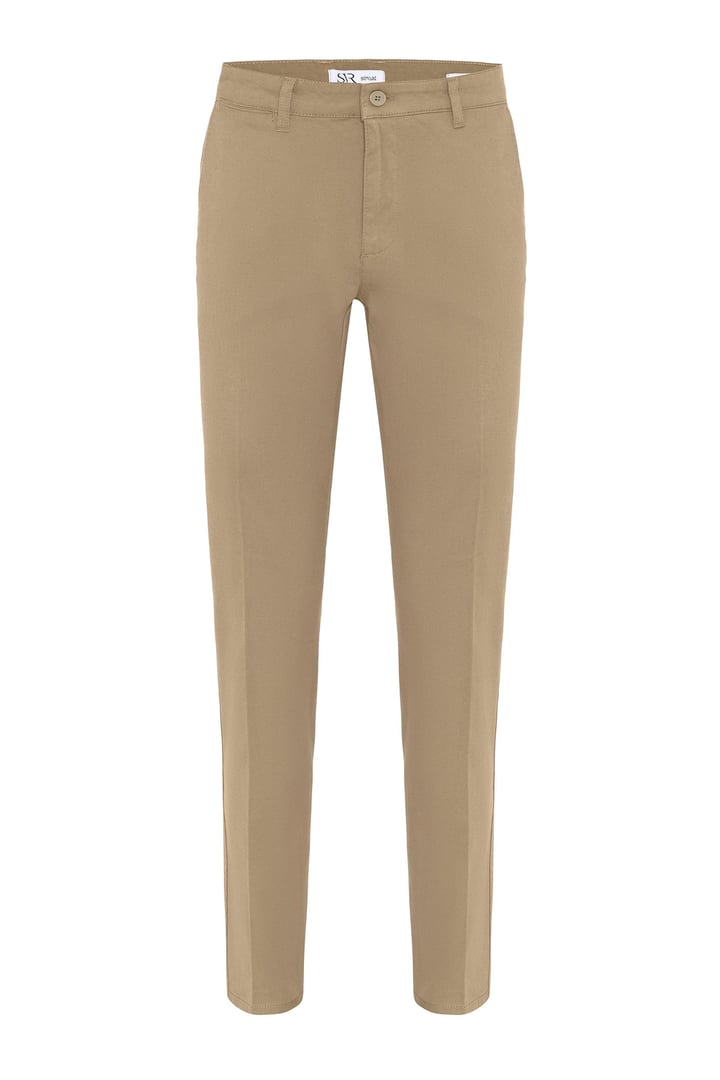 Bej Regular Armürlü Pantolon