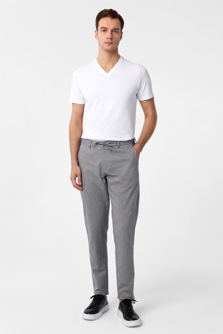 Koyu Gri Slim Armürlü Jogger Pantolon