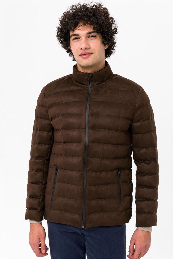 Koyu Kahve Slim Kapitone Mont