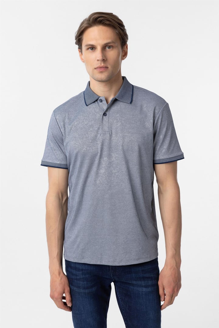 Lacivert Regular Baskılı Polo Yaka Tişört