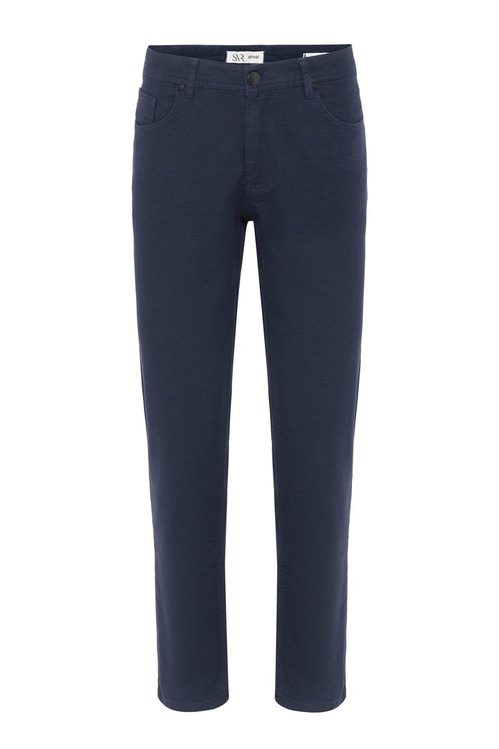 Lacivert Slim Armürlü Pantolon