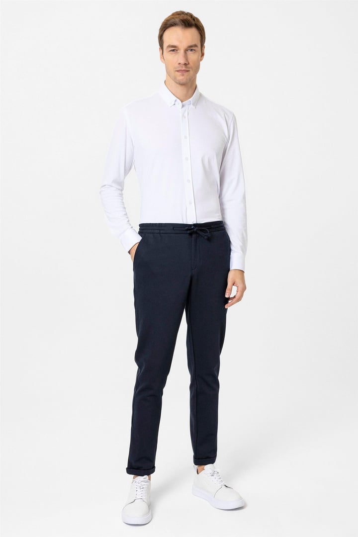 Lacivert Slim Düz Jogger Pantolon