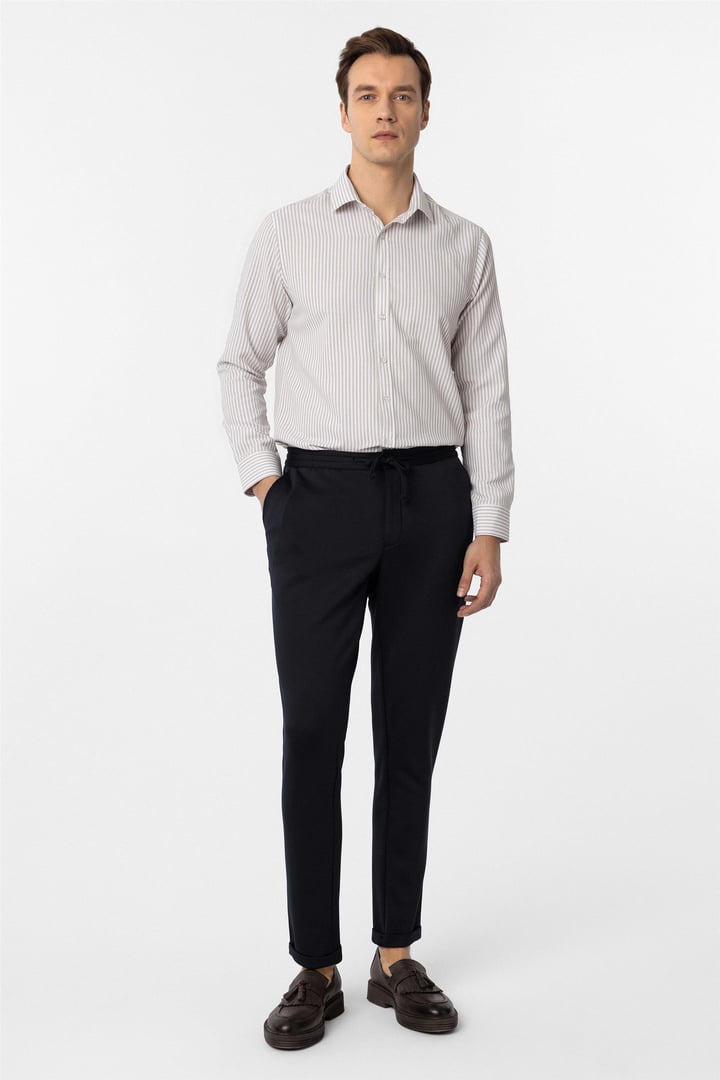 Lacivert Slim Düz Jogger Pantolon