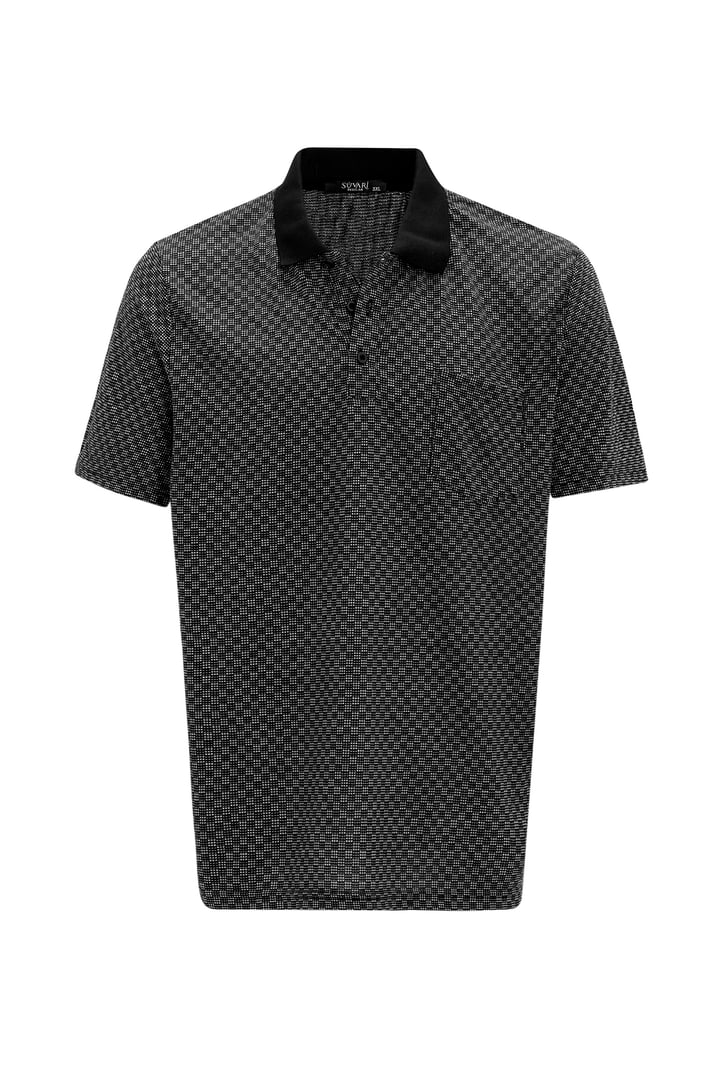 Siyah Regular Armürlü Polo Yaka Tişört