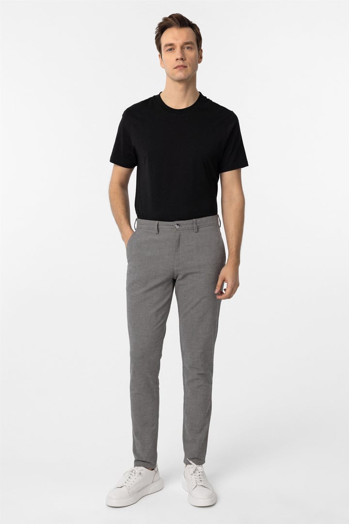 Siyah Slim Armürlü Pantolon