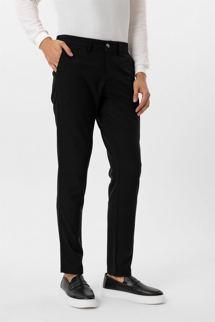 Siyah Slim Desenli Pantolon