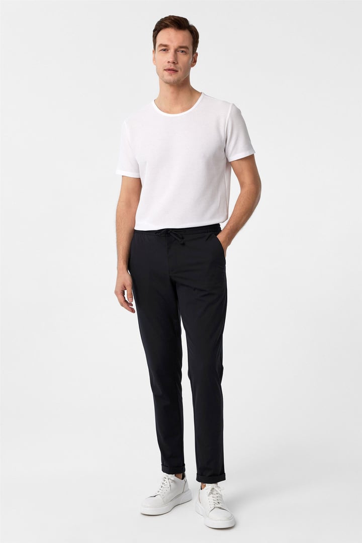 Siyah Slim Düz Jogger Pantolon