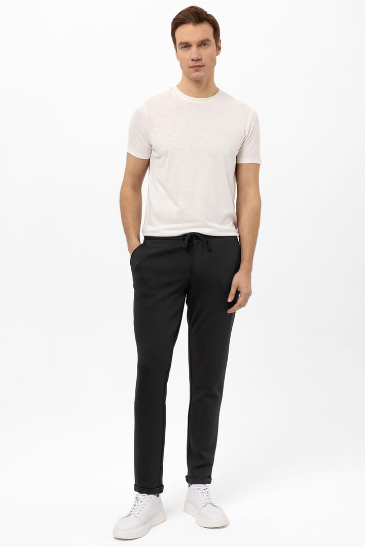 Siyah Slim Düz Jogger Pantolon