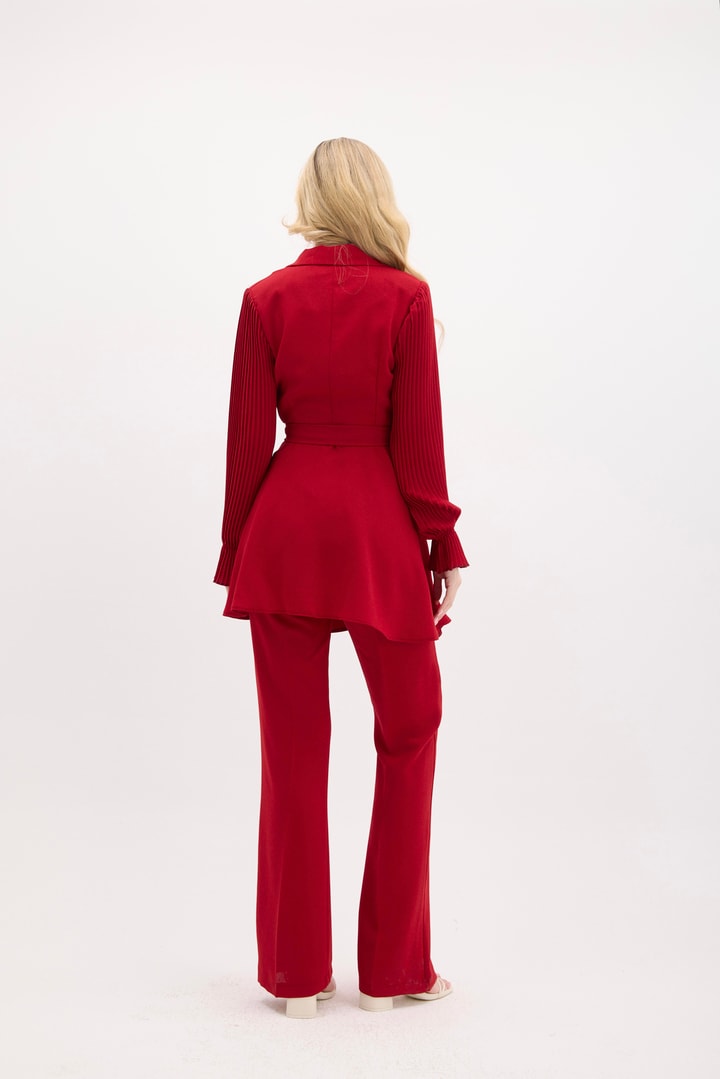 Afra Kolu Piliseli Krep Takım - Bordo