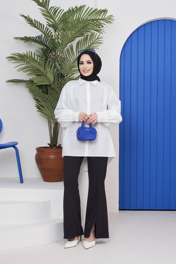 Afra Poplin Gömlek - Beyaz
