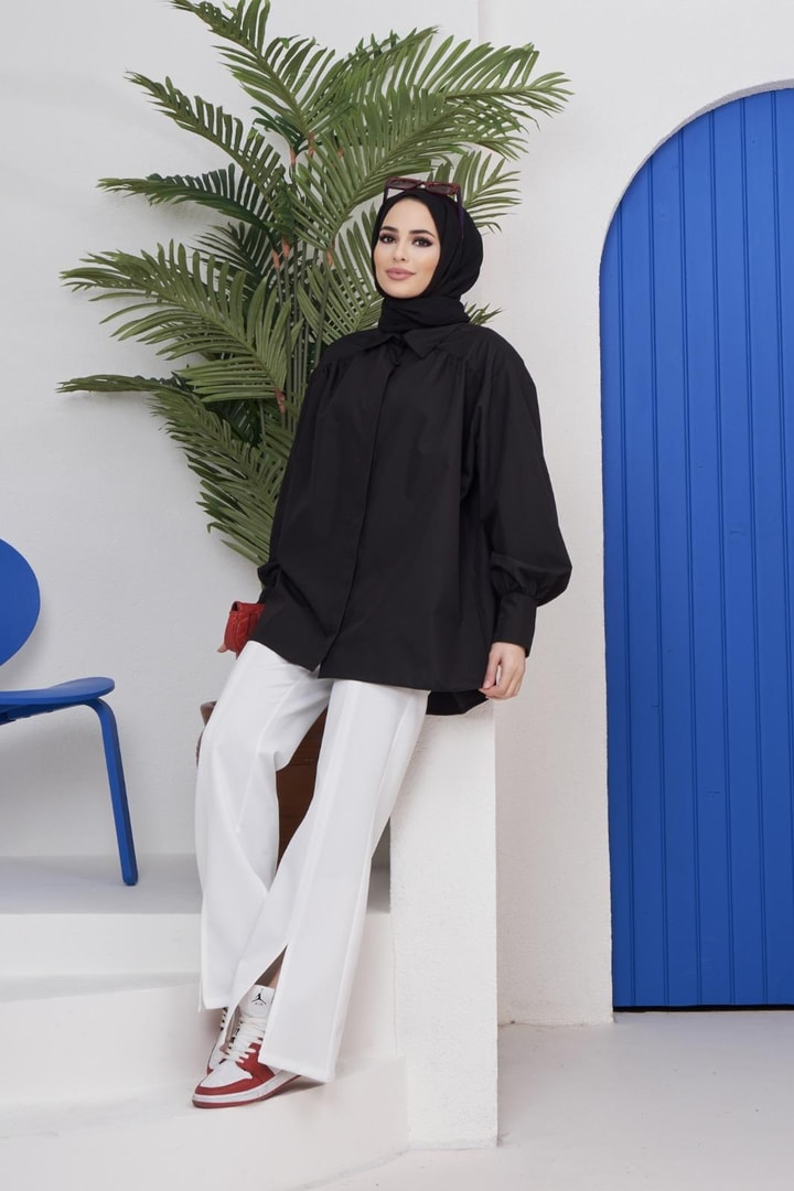 Afra Poplin Gömlek - Siyah