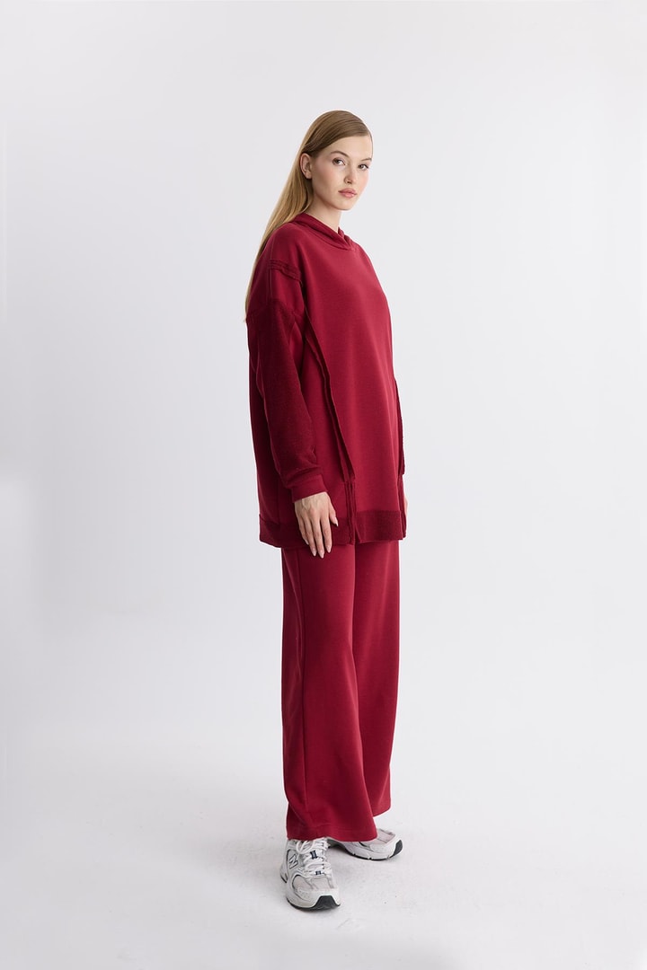 Albert Kapüşonlu Basic Takım - Bordo